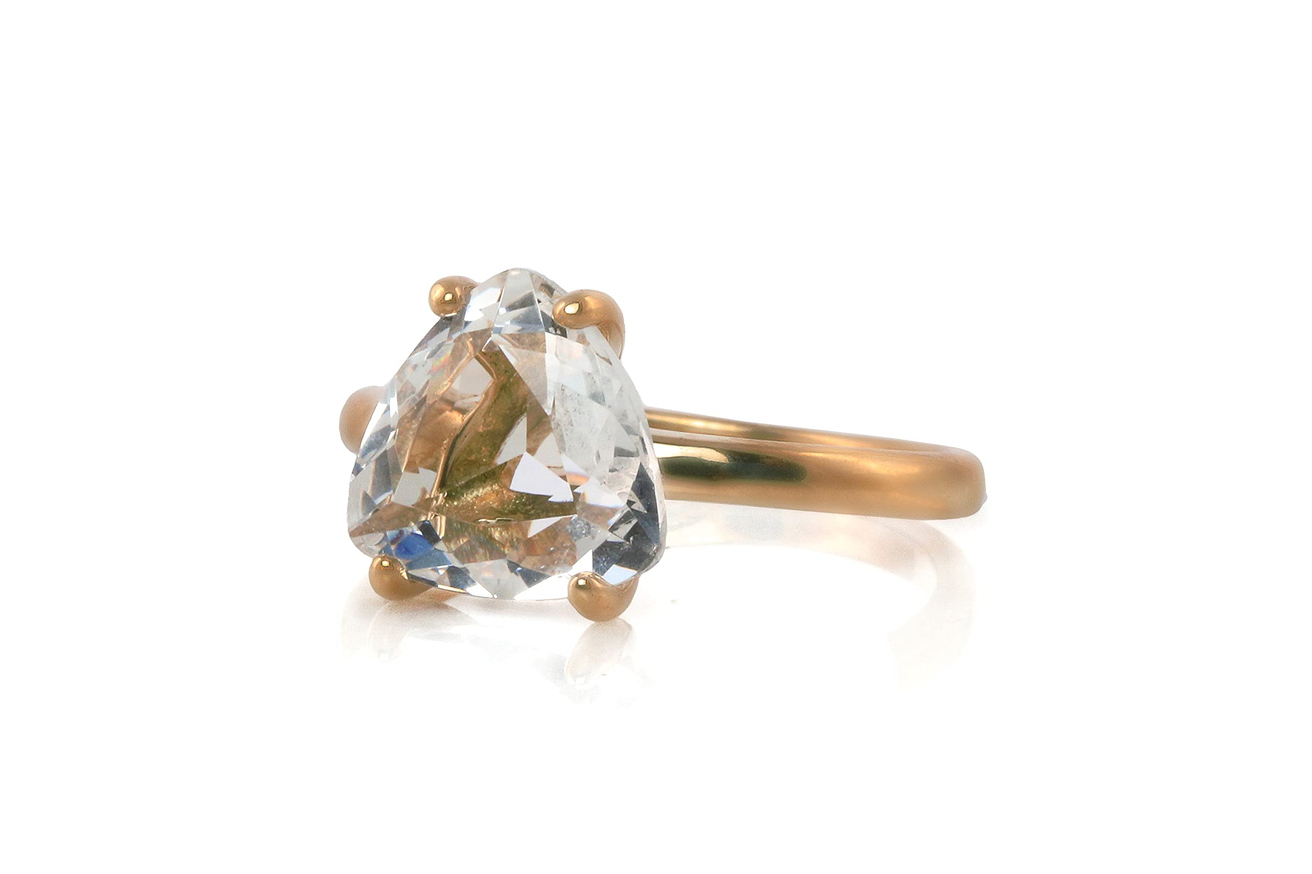 Anemone Unique Rose Gold Rings - 14k Rose Gold Crystal Quartz Engagement Ring - Elegant Jewelry Gift for Prom, Valentine's Day - Handmade with Fancy Box - Perfect for Weddings, Anniversaries & Special Occasions