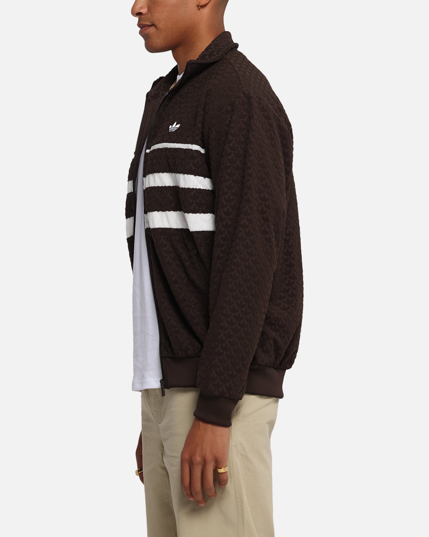 Adidas Monogram Track Top Jacket for Men - Dark Brown Athletic Running Jacket with Hood | Stylish Streetwear for Gym, Running & Casual Outfits