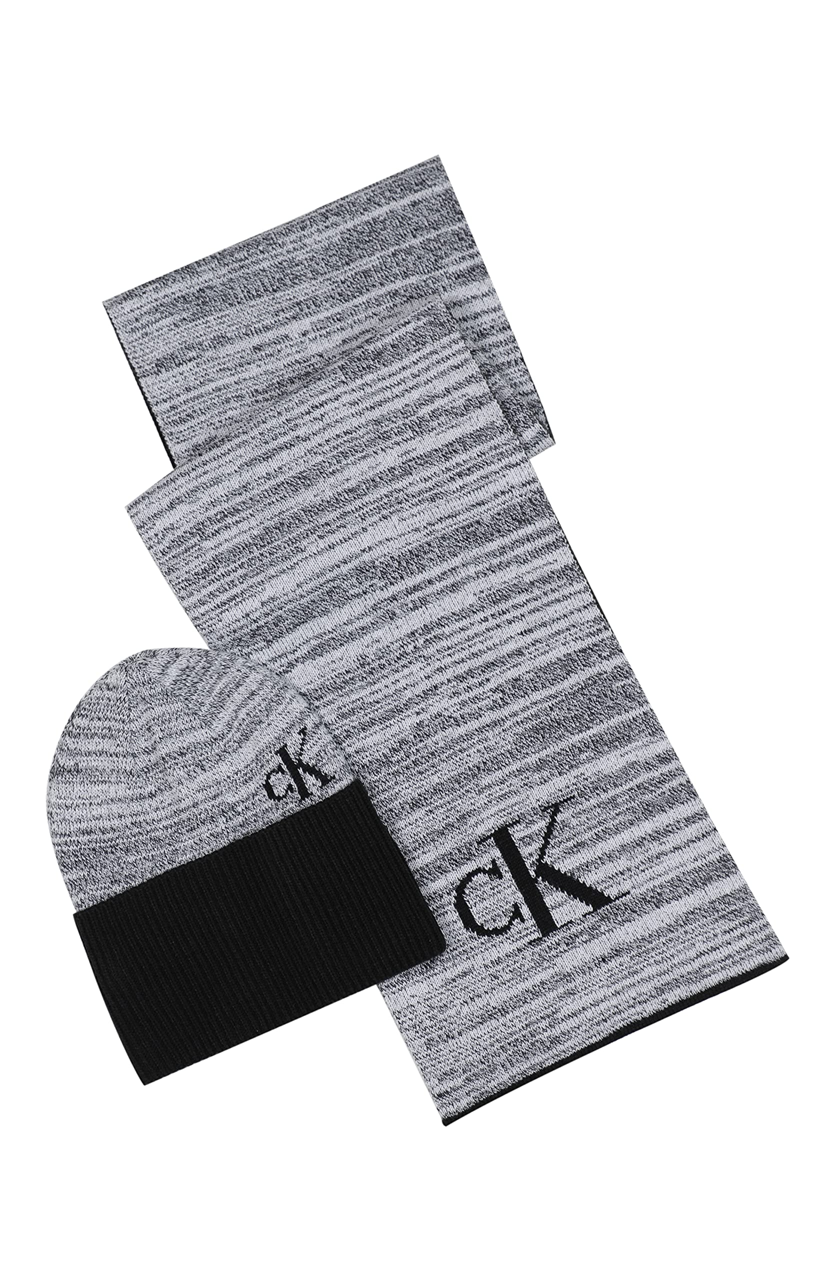 Calvin Klein Men's Cuff Hat and Scarf Set - Winter Beanie & Knit Scarf Gift for Him - Perfect for Cold Weather, Outdoor Activities & Holiday Gifts