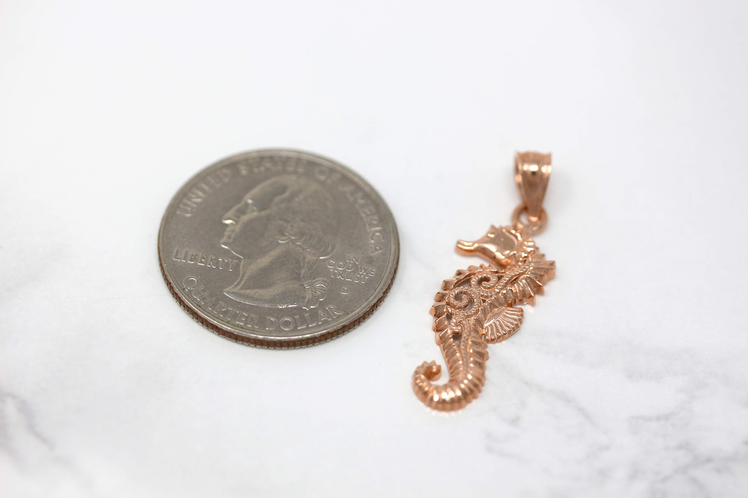 14K Gold Filigree Seahorse Charm Pendant Necklace - Elegant Jewelry Gift for Women, Perfect for Beach Vacations, Summer Outfits & Ocean-Themed Parties