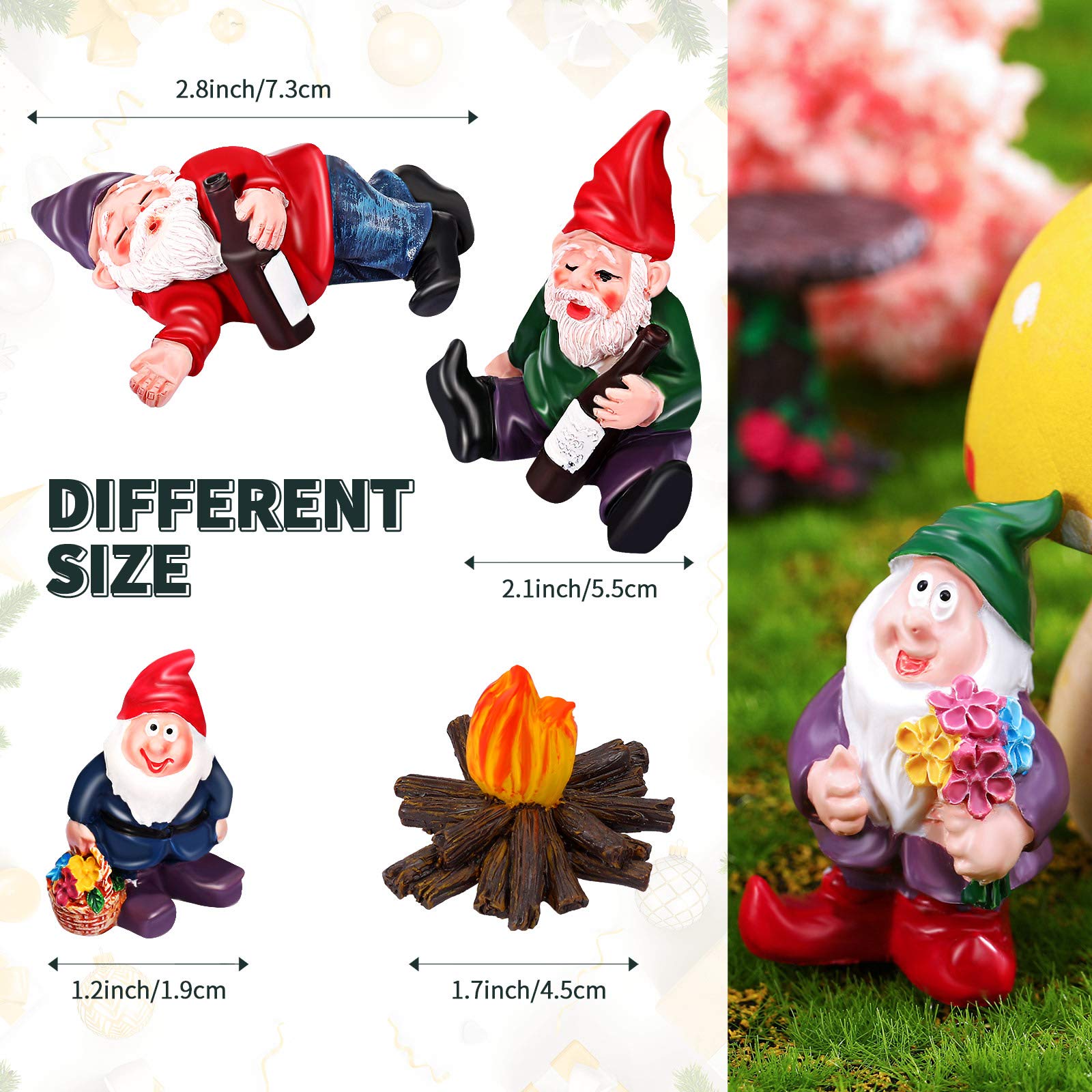 Jetec 10-Piece Mini Garden Gnome Ornament Set - Cute Dwarf Statues for Outdoor Decor, Potted Plants & Desktop Display | Perfect for Fairy Gardens, Lawn Decor & Home Office Decoration