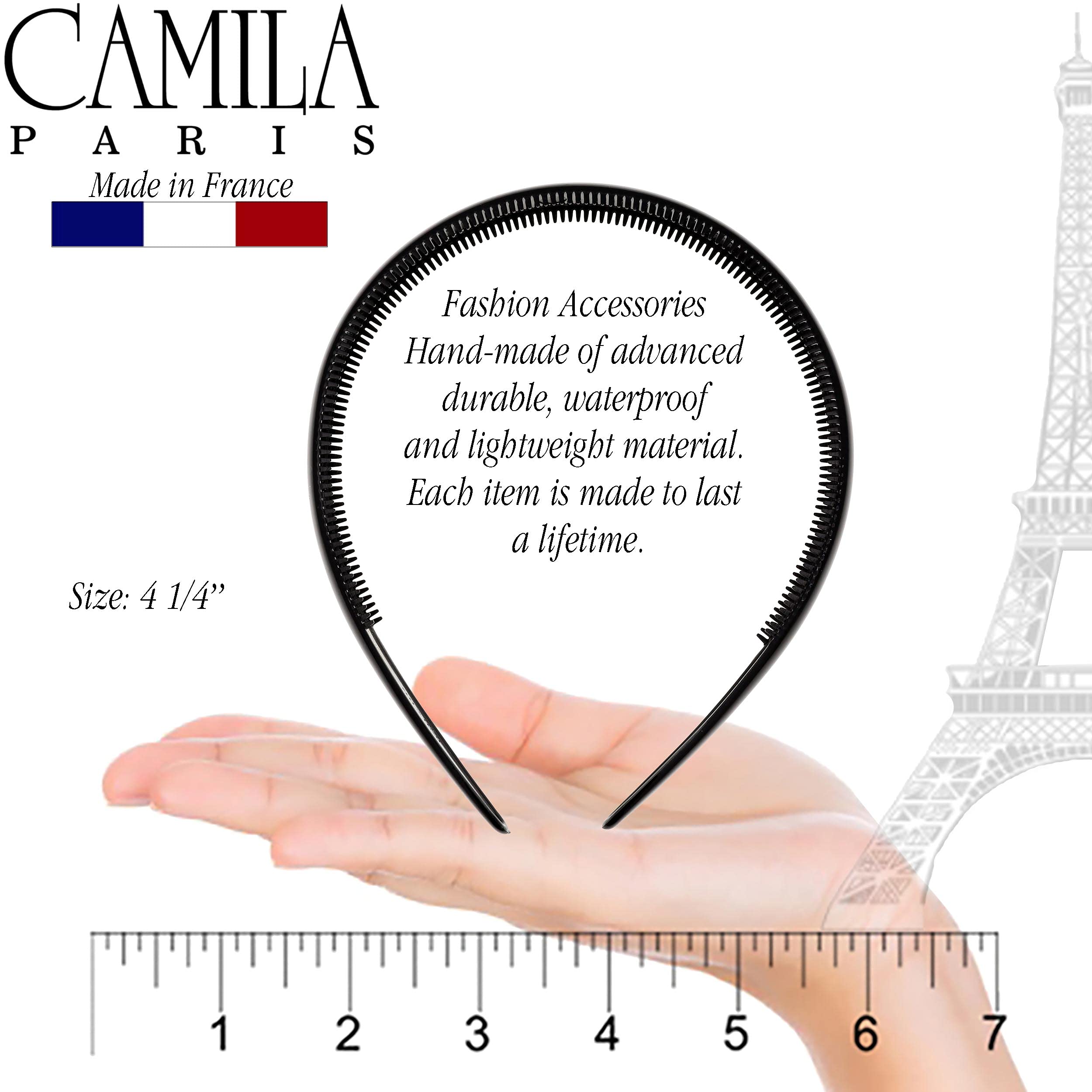 Camila Paris CP3012 French Fashion Headband for Women - Flexible Non-Slip Hairband with Teeth for Strong Hold | Durable Cellulose Hair Accessory Made in France | Perfect for Workouts, Weddings & Everyday Styling