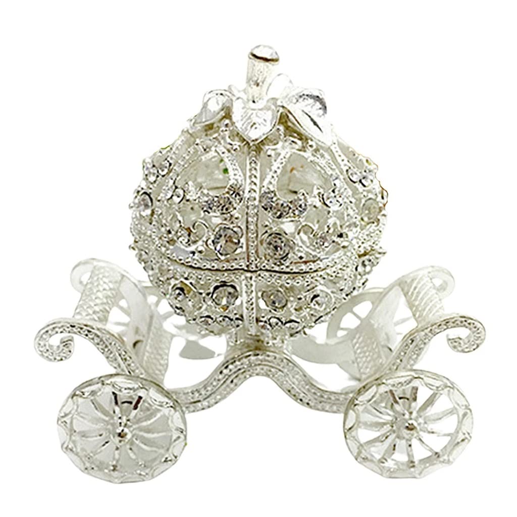 Elegant Rhinestone Jewelry Box - Pumpkin Carriage Shaped Metal Trinket Storage Case for Necklaces, Rings & Earrings | Perfect for Home Decor, Gift Giving & Travel Organizer (One Size, Color A)