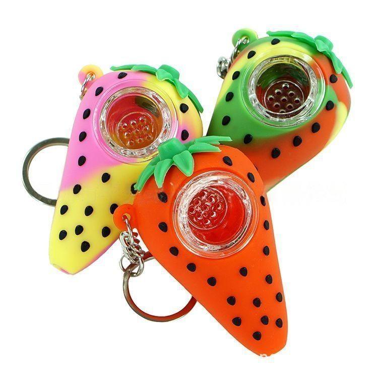 Premium Silicone Smoking Pipe with Metal Strainer | Strawberry Drip Design | Portable Hand Pipe for Dry Herbs | Perfect for Travel, Camping & Outdoor Use