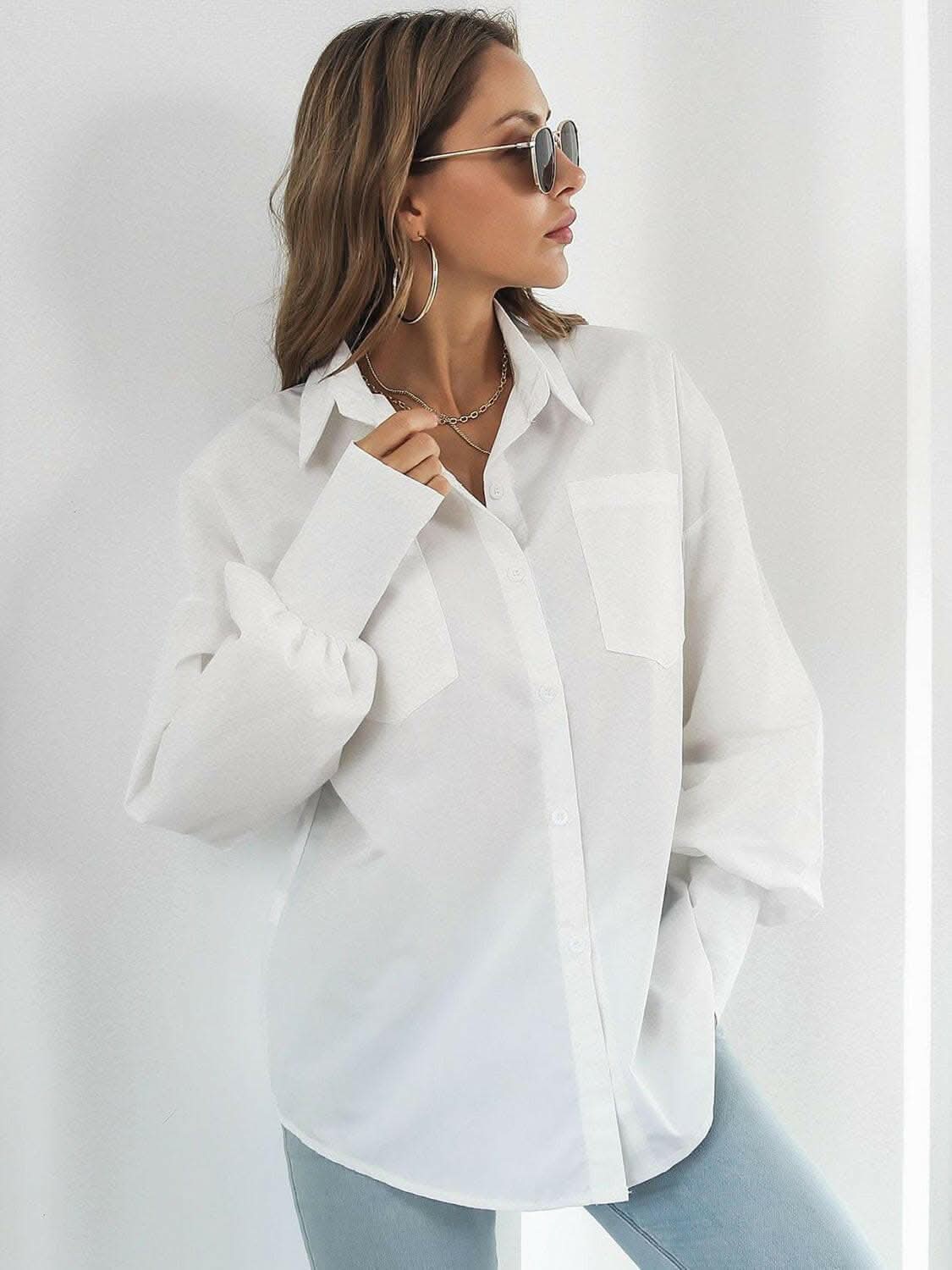 Stylish Lantern Sleeve Blouse for Women - Trendy Loose Fit Tops for Casual Outings & Office Wear