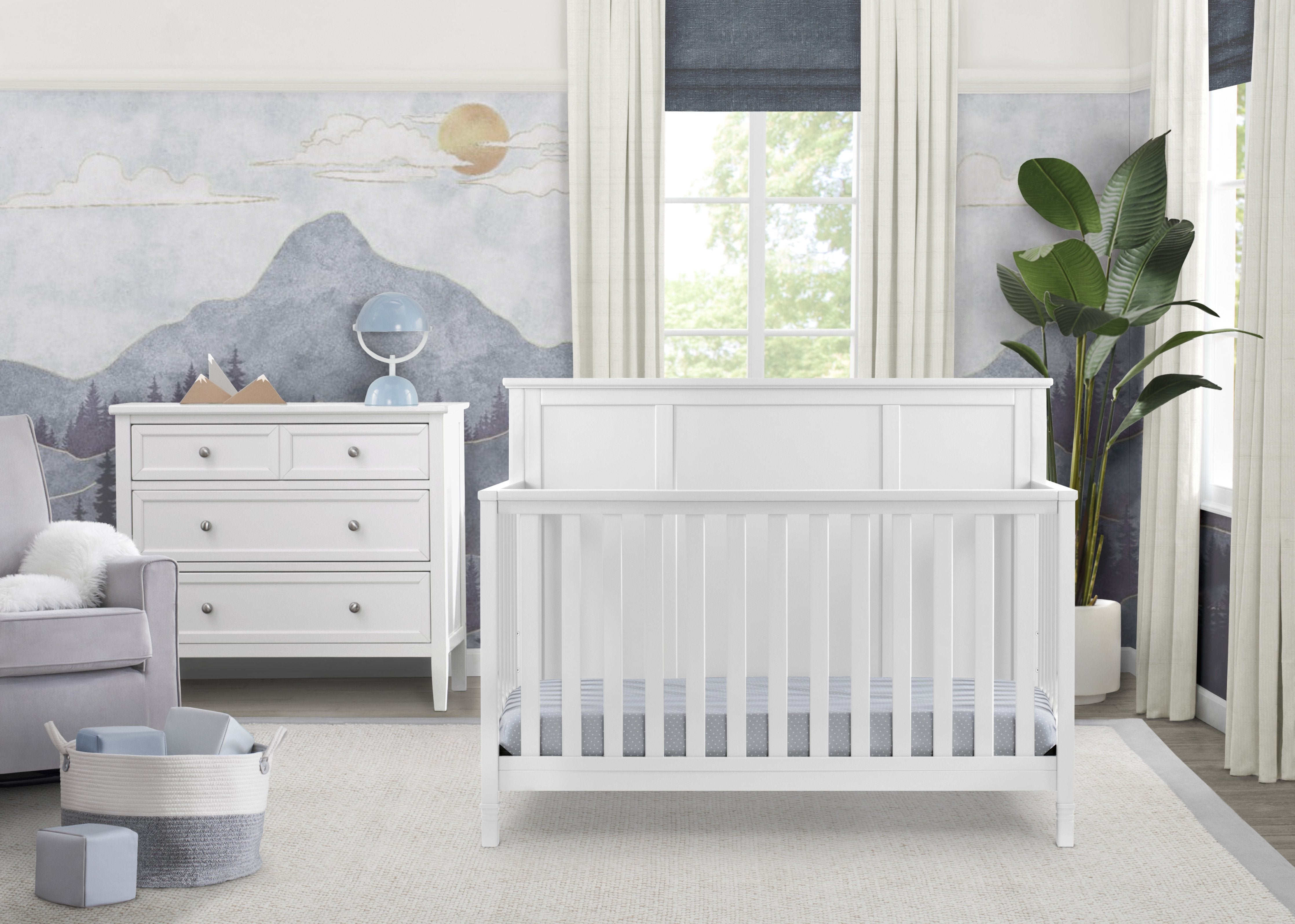 4-in-1 Convertible Baby Crib to Toddler Bed - White Nursery Furniture for Newborns & Kids - Perfect for Nursery, Bedroom & Daycare