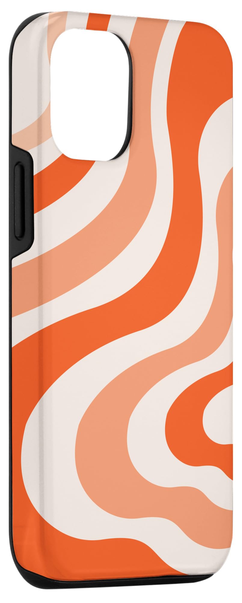 Retro Liquid Swirl Abstract Pattern iPhone 12/12 Pro Case - Orange Shockproof Protective Cover for Everyday Use, Travel & Outdoor Activities