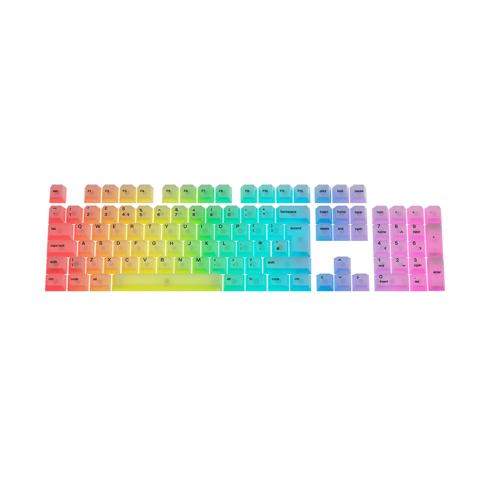 Polychroma Keycaps for Mechanical Keyboards - Custom RGB Backlit Keycaps for UK Layout (Ideal for Gaming, Typing & Office Use)