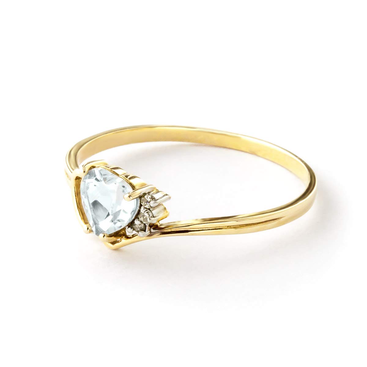 14K Solid Gold Ring with 0.97 Carat Natural Diamonds & Heart-Shaped Aquamarine - Galaxy Gold GG Collection | Elegant Jewelry for Engagement, Anniversary & Special Occasions