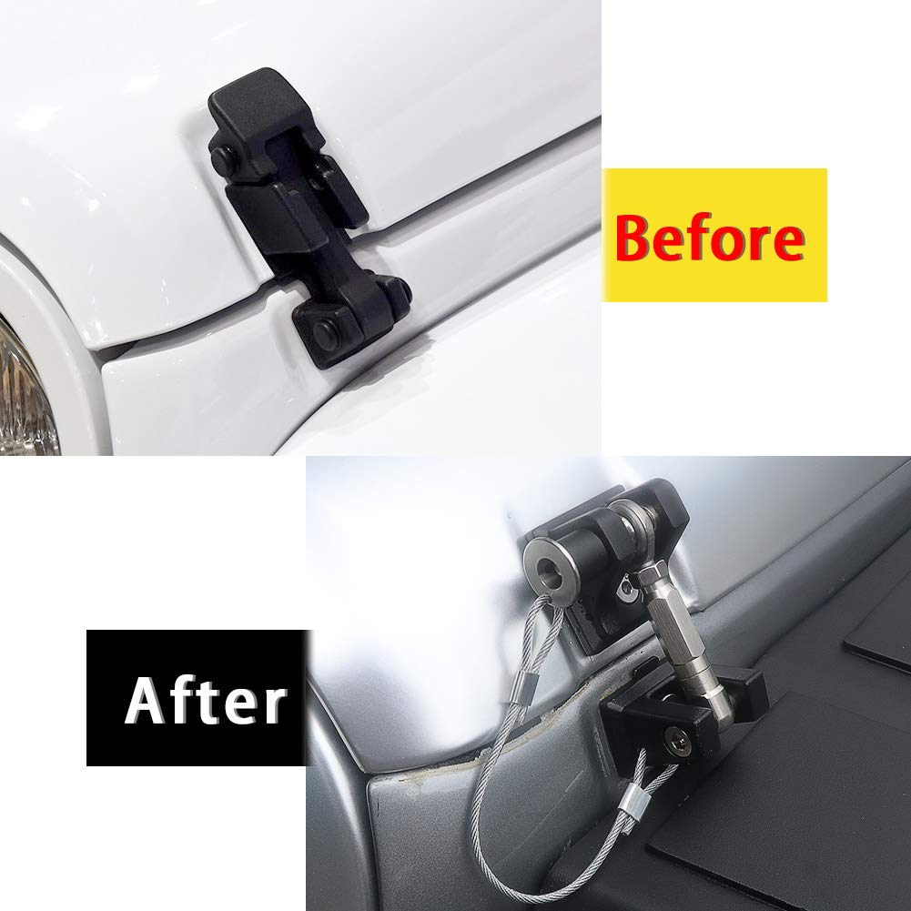Jeep Wrangler JK Hood Latches (2007-2018) - Locking Aluminum Hood Latch Pair for JK Unlimited Sahara - Eliminates Hood Flutter - Durable Off-Road Accessory for Jeep JK Models - Perfect for Trail Riding & Highway Driving