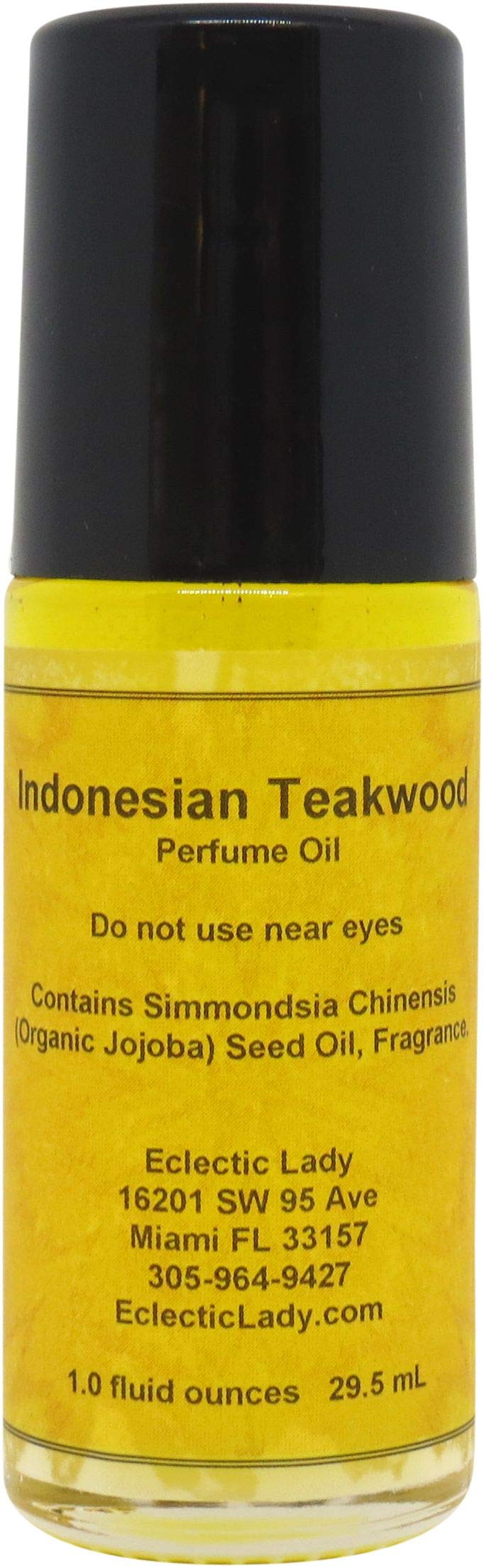 Premium Indonesian Teakwood Perfume Oil - 1.0 Oz Natural Roll-On Fragrance with Long-Lasting Scent, Essential Oils & Jojoba Oil Blend for Women & Men - Perfect for Daily Wear, Travel & Gift Giving