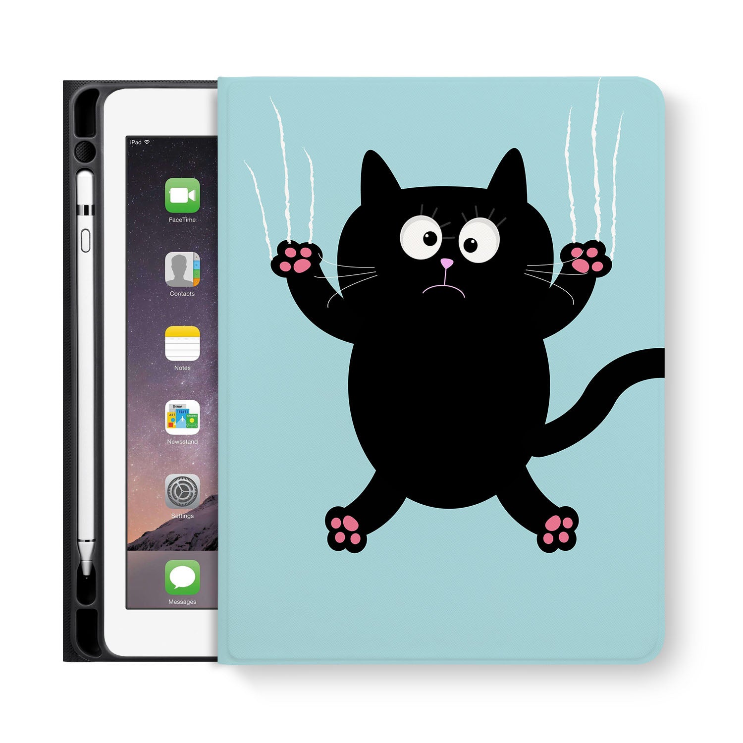 Premium iPad Folio Case with Cute Cat Design - Slim Protective Cover for iPad Pro/Air/Mini - Perfect for Work, School & Travel Accessories