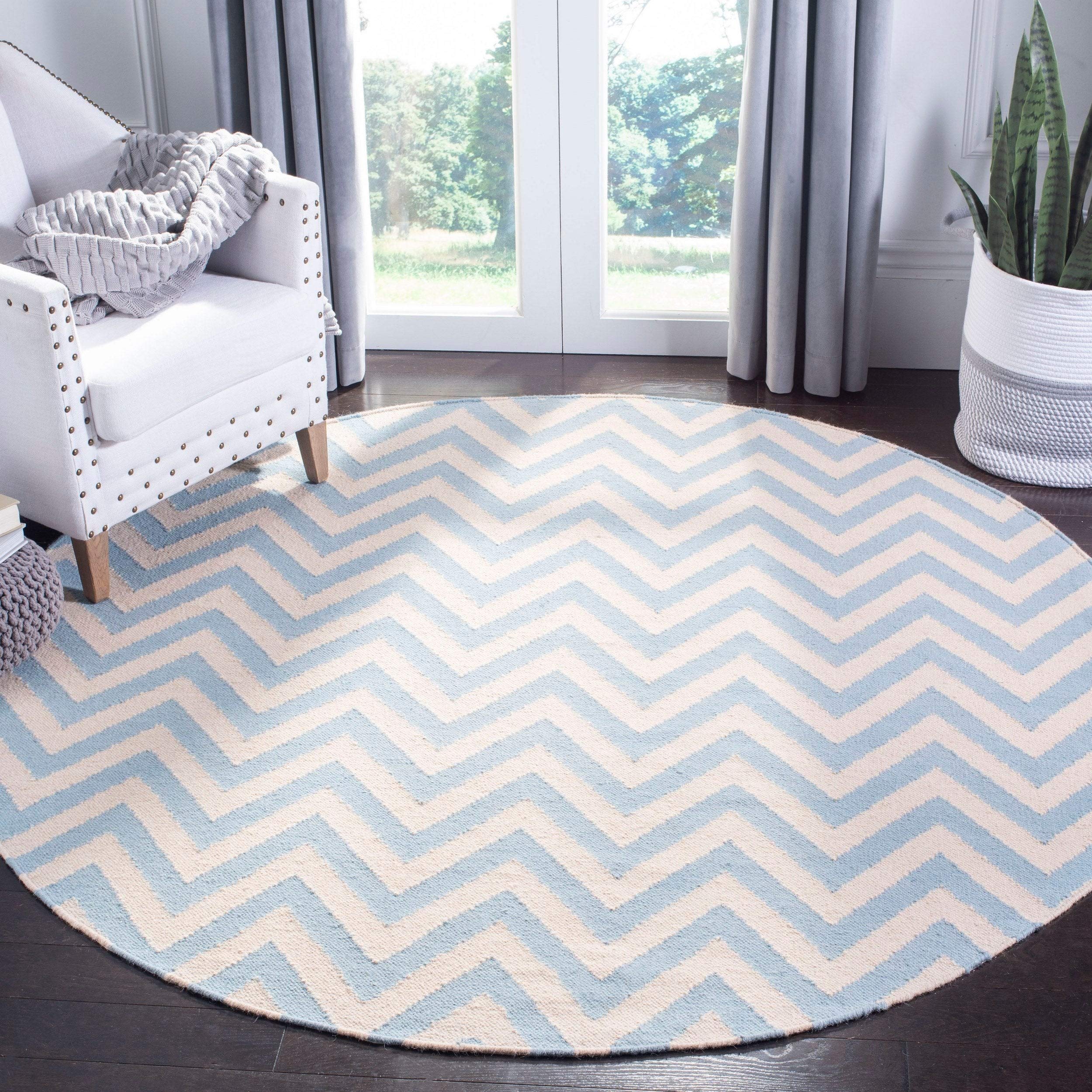 Safavieh Dhurries Blue Ivory 8x10 Feet Area Rug - Soft Handmade Cotton Dhurrie for Living Room, Bedroom & Dining Room Decor