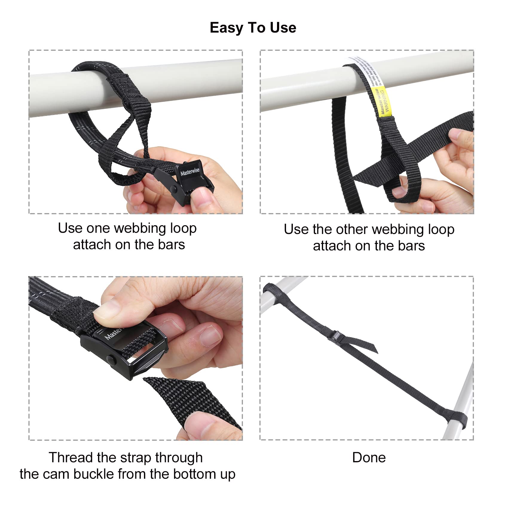15''-48'' Adjustable Motorcycle Luggage Straps - Heavy Duty Stretch Tie Down Straps for Travel, Transport & Motorcycle Accessories | Secure Bikes, ATVs & Sports Gear During Riding & Storage