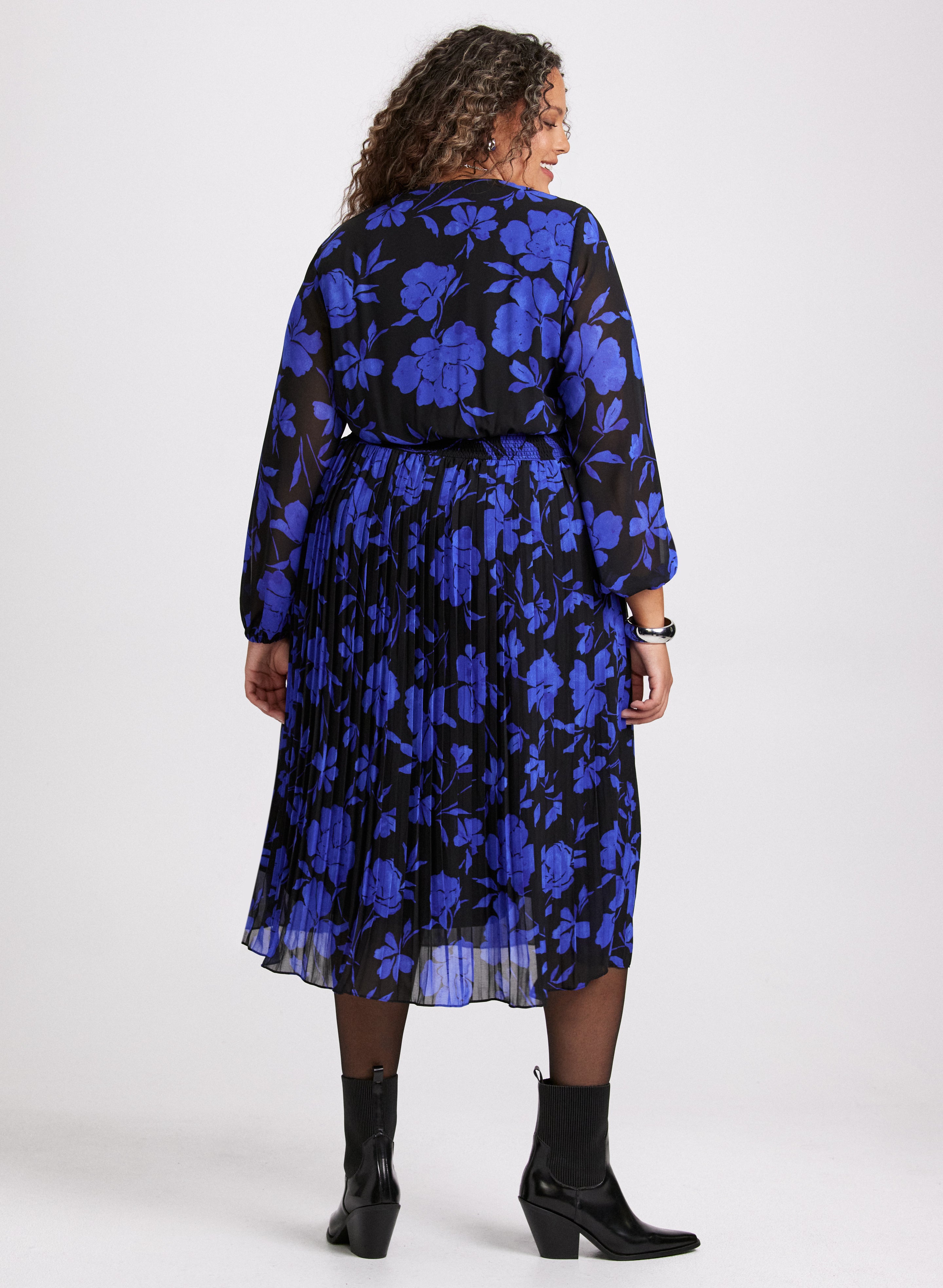 Floral Print Midi Dress for Women - Summer Boho Flowy Dress with Pockets - Perfect for Beach Vacation, Garden Party & Date Night