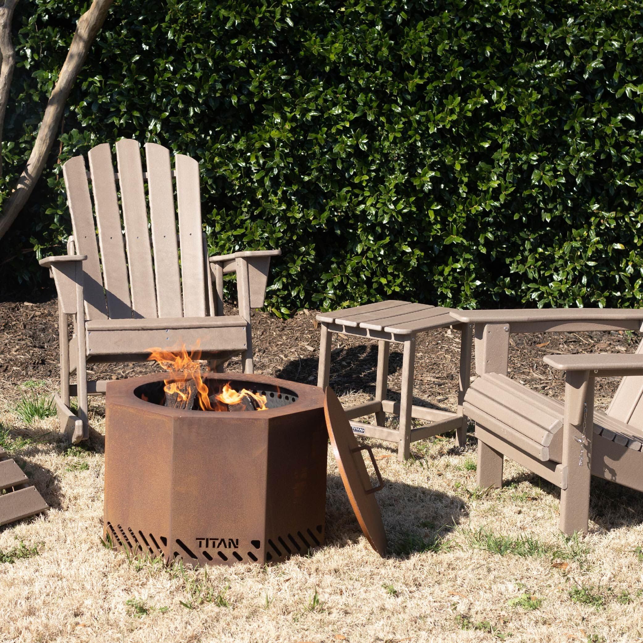TITAN GREAT OUTDOORS All-Weather Polyresin Driftwood Side Table - Outdoor End Table for Patio, Garden, Poolside & Deck Decor