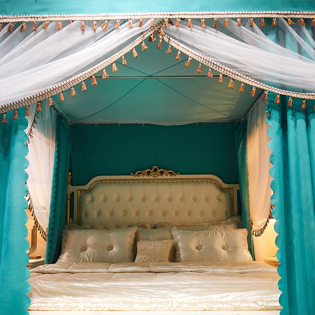 Royal Princess 4-Poster Bed Canopy & Elegant Mosquito Net for Girls, Adults & Kids - Twin/Full/Queen/King Size Bed Curtain (Solid Green, Queen) - Perfect for Bedroom Decor, Fairy Tale Theme Rooms & Wedding Decorations