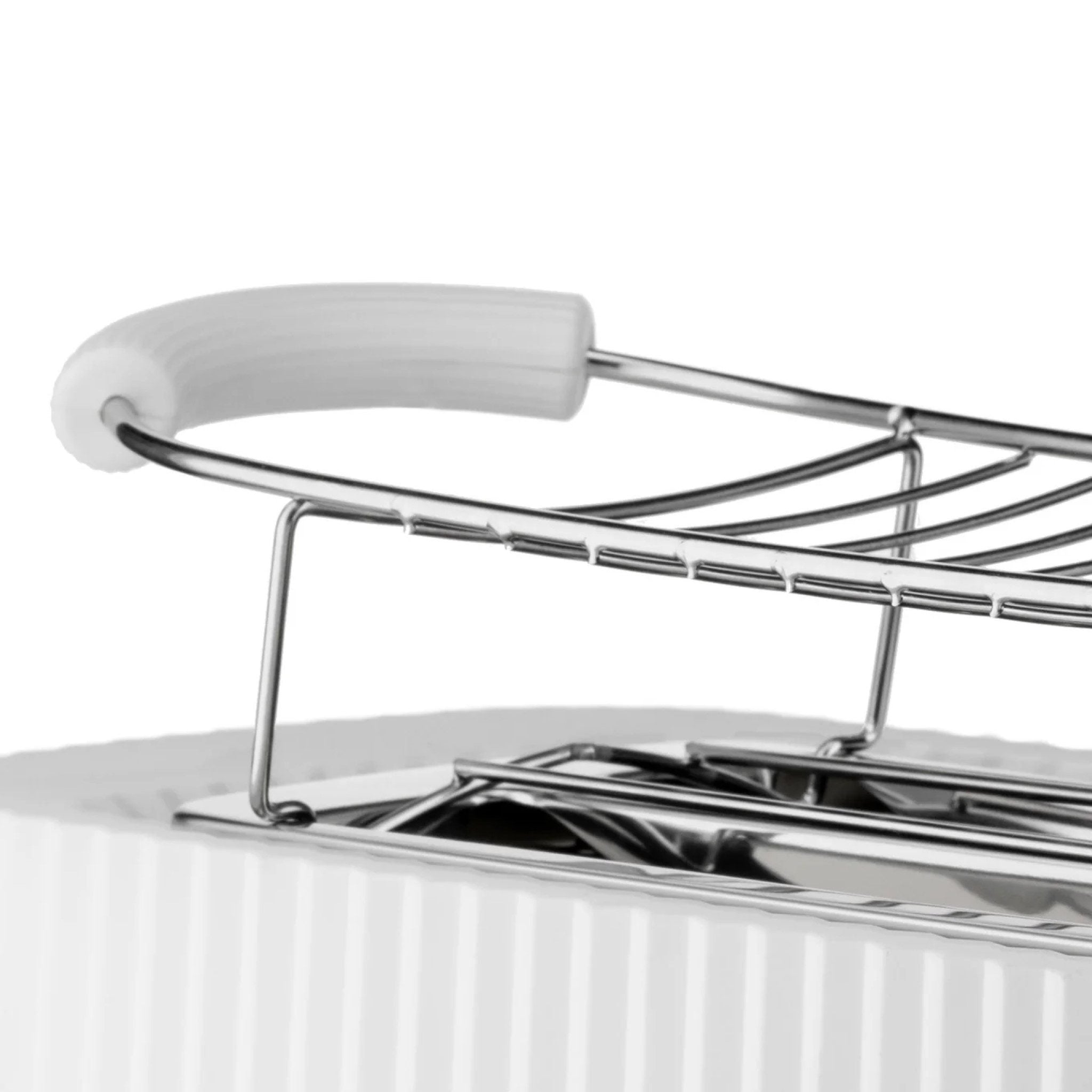 Alessi Plisse Long Toaster - 4 Slice Stainless Steel Toaster with Extra Wide Slots, Perfect for Bagels & Artisan Breads - Modern White Countertop Appliance for Kitchens & Breakfast Bars