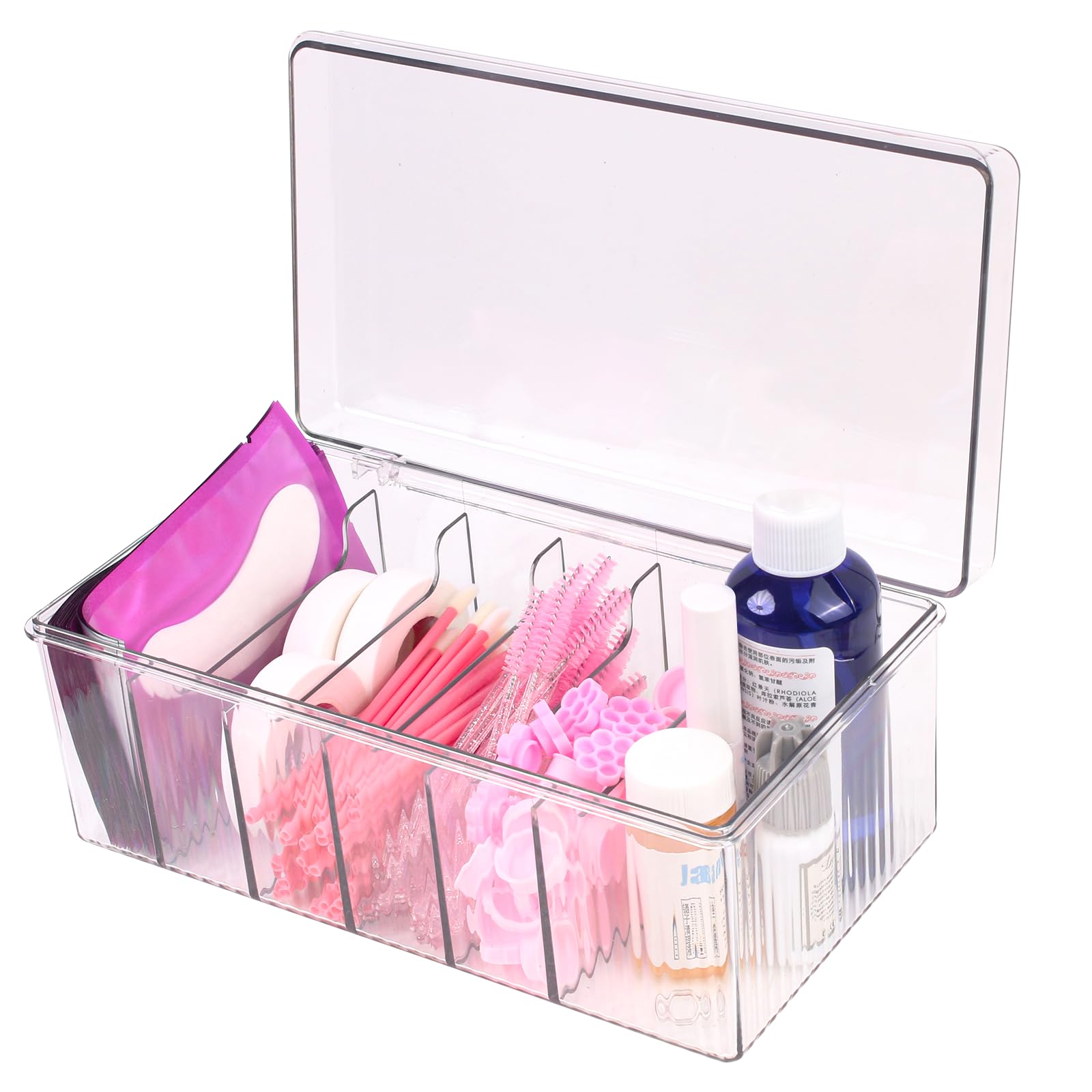 Professional Acrylic Lash Extension Organizer Box - Clear Storage Container for Eyelash Supplies, DIY Lash & Brow Tools - Perfect for Lash Techs & Home Use - Portable Case for Salon, Travel & Makeup Vanity Organization