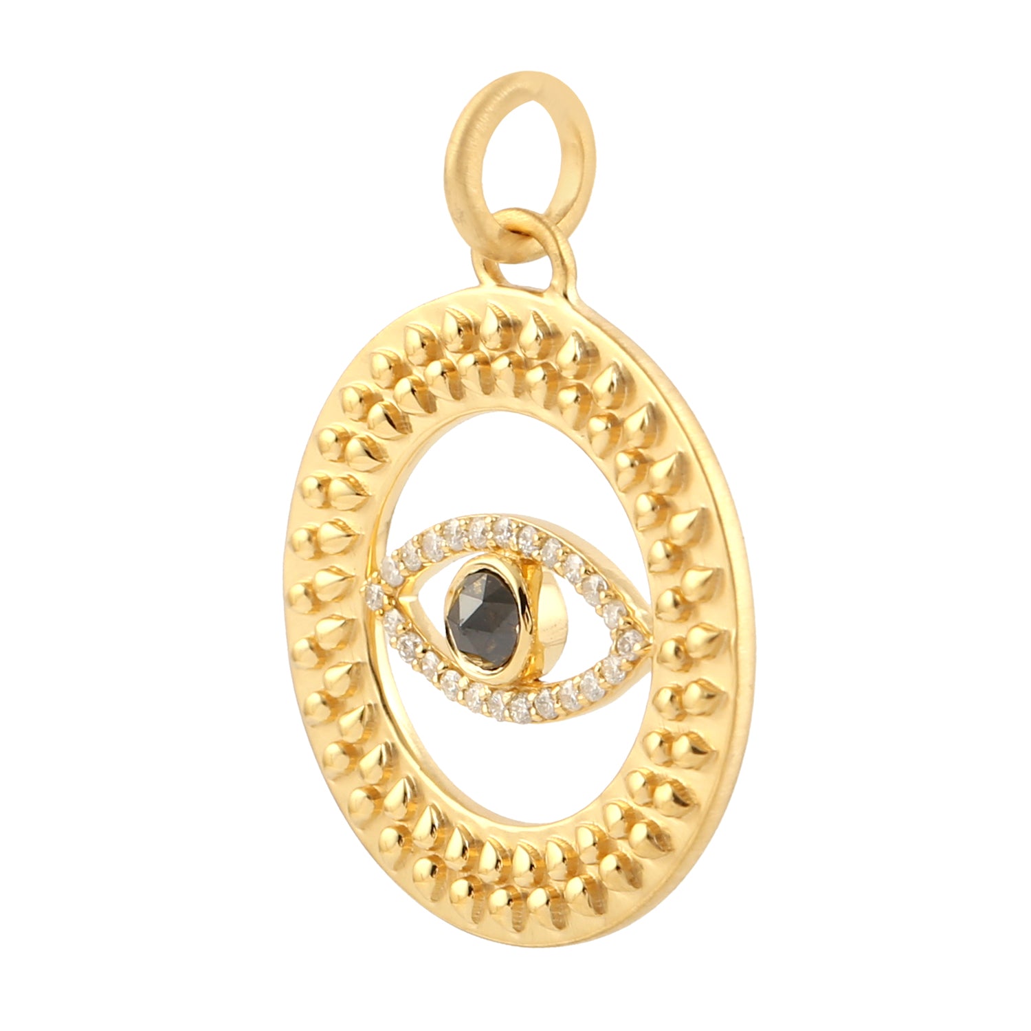 14K Yellow Gold Pave Black & White Diamond Evil Eye Pendant Necklace - Protection Jewelry for Women, Gift for Her, Birthday & Anniversary Present