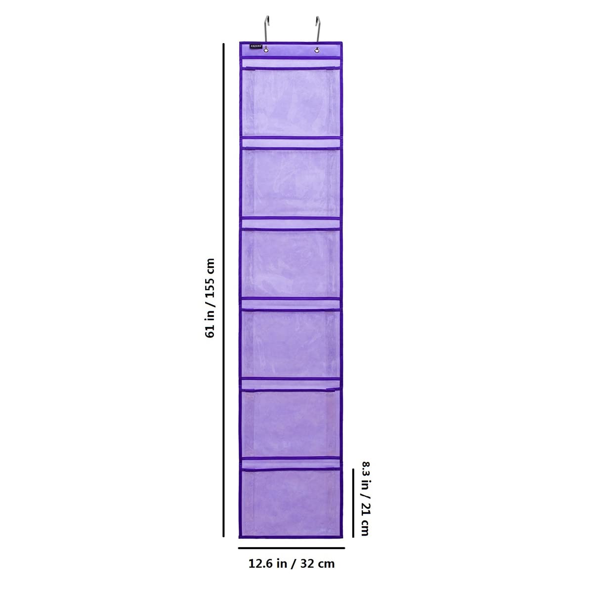Extra Large Over The Door Shoe Organizer with 6 Pockets - Purple Hanging Shoe Storage for Closet & Narrow Spaces | Perfect for Bedrooms, Dorms & Entryways