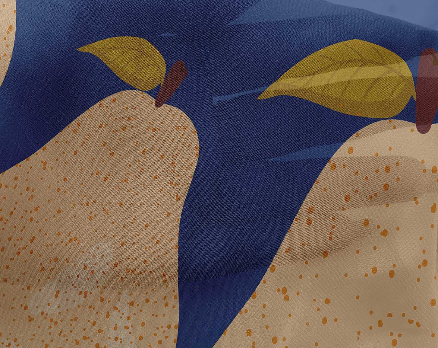 oneOone Georgette Viscose Fabric - Medium Blue Fruit Print - 42 Inch Wide by The Yard - DIY Clothing & Sewing Supplies for Dresses, Scarves & Home Decor