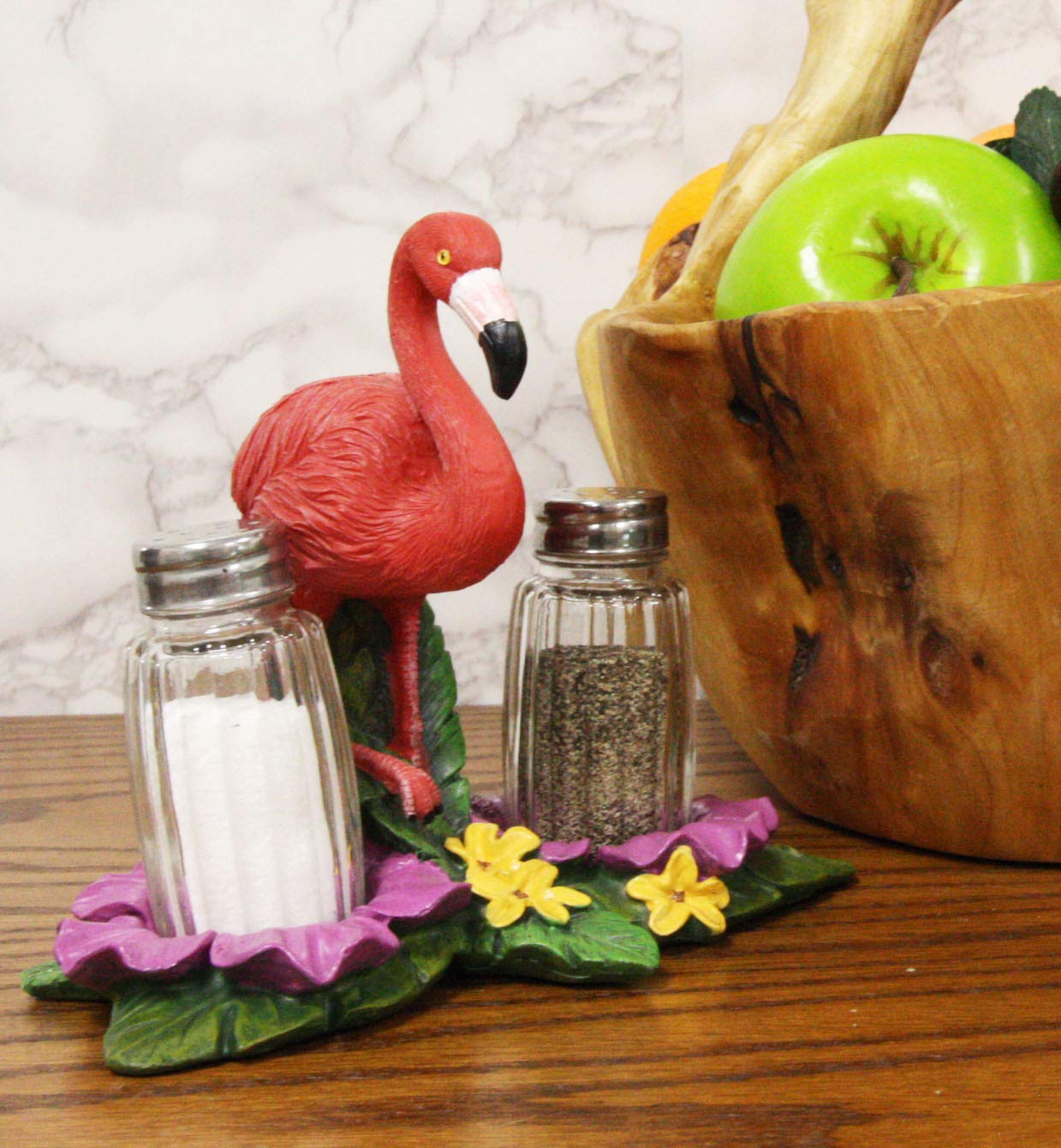 Ebros Tropical Paradise Pink Flamingo Salt and Pepper Shakers Set with Glass Containers - 7.25