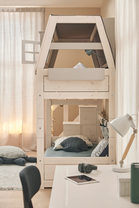 Low Bunk Bed with Ladder - Space Saving Twin Size Bed for Kids & Teens - Perfect for Small Bedrooms, Dorm Rooms & Sleepovers