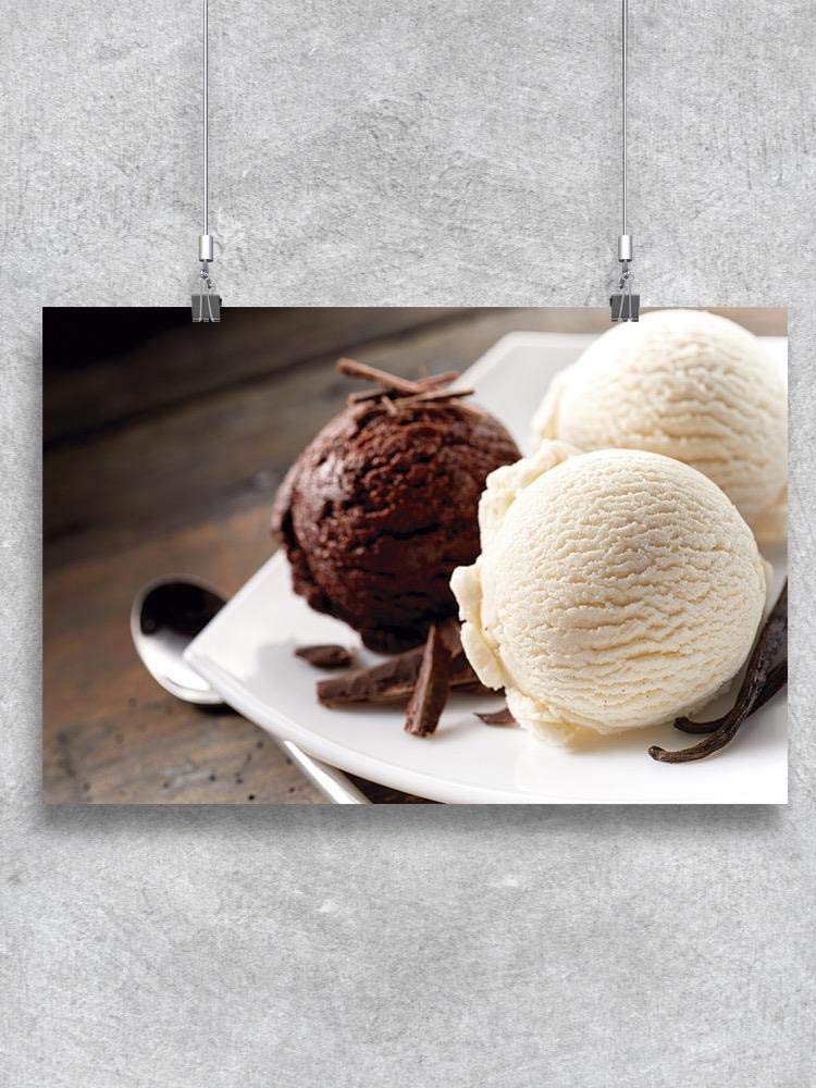 Delicious Choco and Vanilla Ice Cream Poster - Sweet Dessert Wall Art for Kitchen, Cafe & Ice Cream Shop Decor