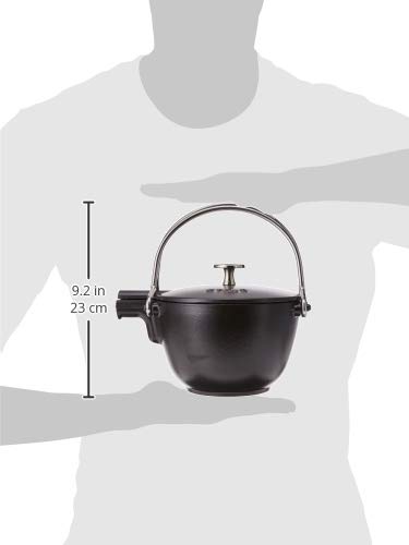 Staub 1-Quart Round Cast Iron Tea Kettle - Matte Black French-Made for Stovetop & Tea Brewing | Perfect for Home Kitchen & Gift Giving