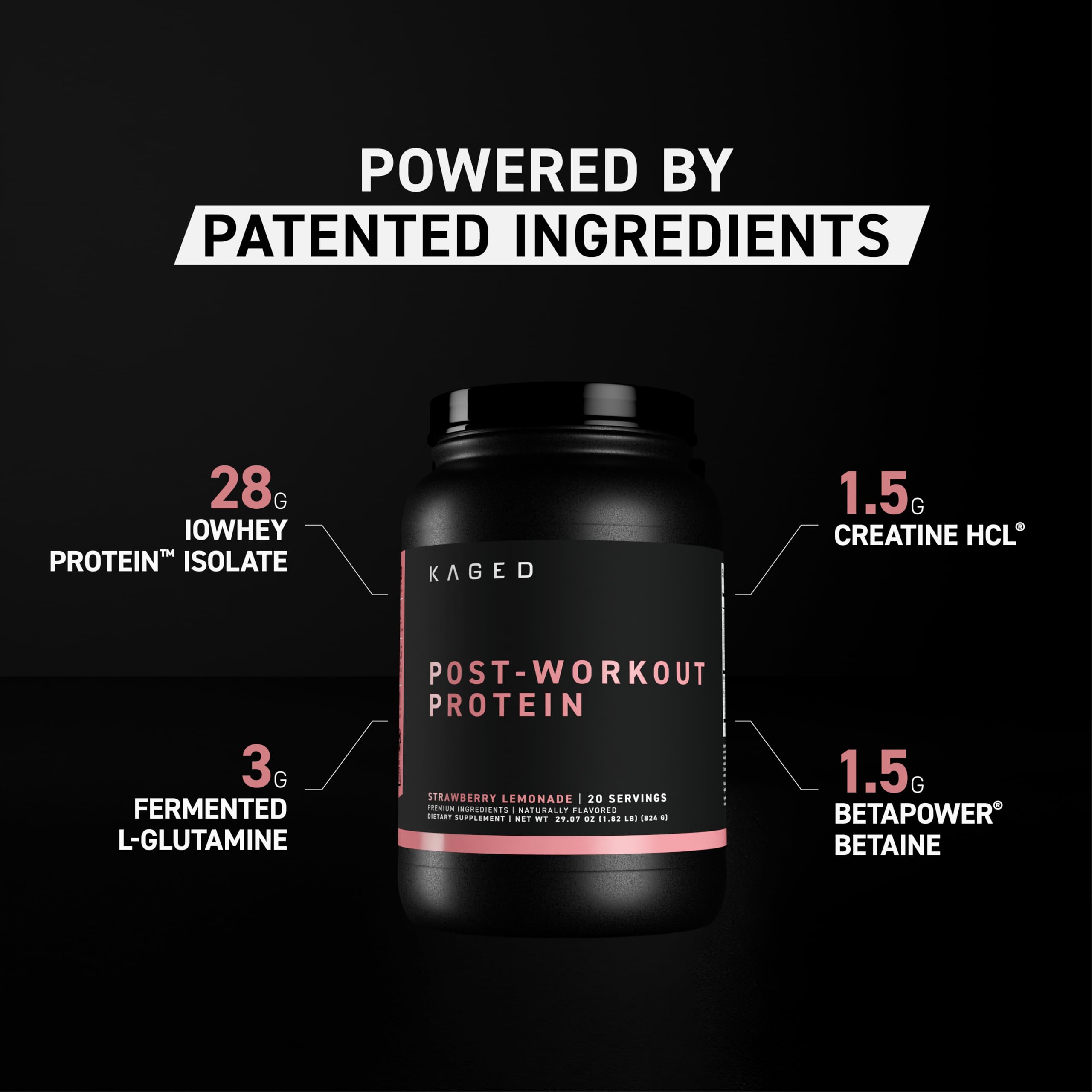 Kaged Post Workout Protein Powder - Re-Kaged 28g Whey Protein with Creatine, Glutamine & Betaine for Muscle Growth & Recovery | Low Sugar, Orange Cream Flavor, 20 Servings | Ideal for Post-Workout Recovery & Muscle Building