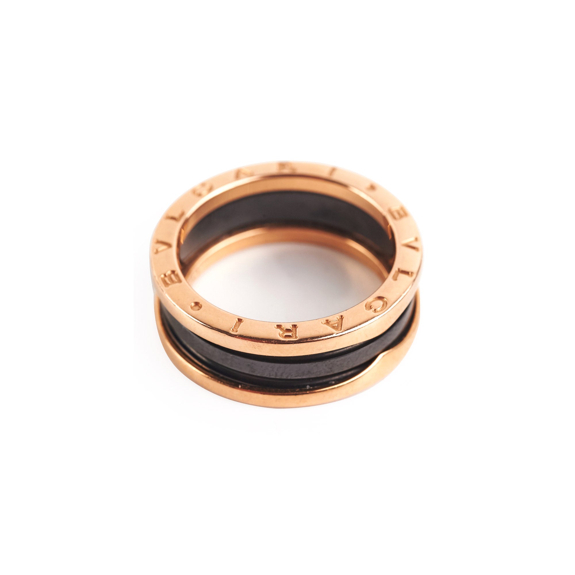 Bvlgari B.Zero1 Ring in Black Ceramic & Rose Gold - Size 59 (US 9) - Luxury Italian Jewelry for Women, Perfect for Anniversary Gifts & Special Occasions
