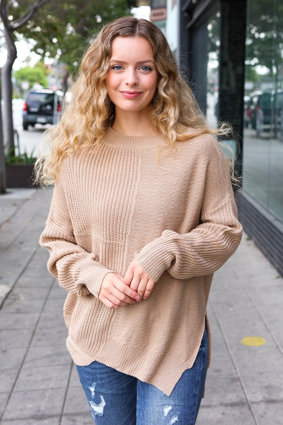 Stylish Taupe Asymmetrical Knit Sweater for Women | Fall Fashion Essential | Cozy Autumn Outfits for Casual Wear & Layering
