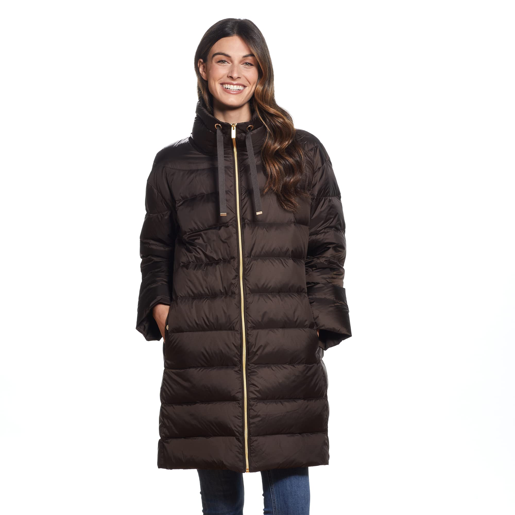Martha Stewart Women's Cocoon Puffer Coat - 100% Nylon Stand Collar Winter Jacket with Back Hem Vents & Pockets | Warm Outerwear for Cold Weather, Work Commute & Casual Outings