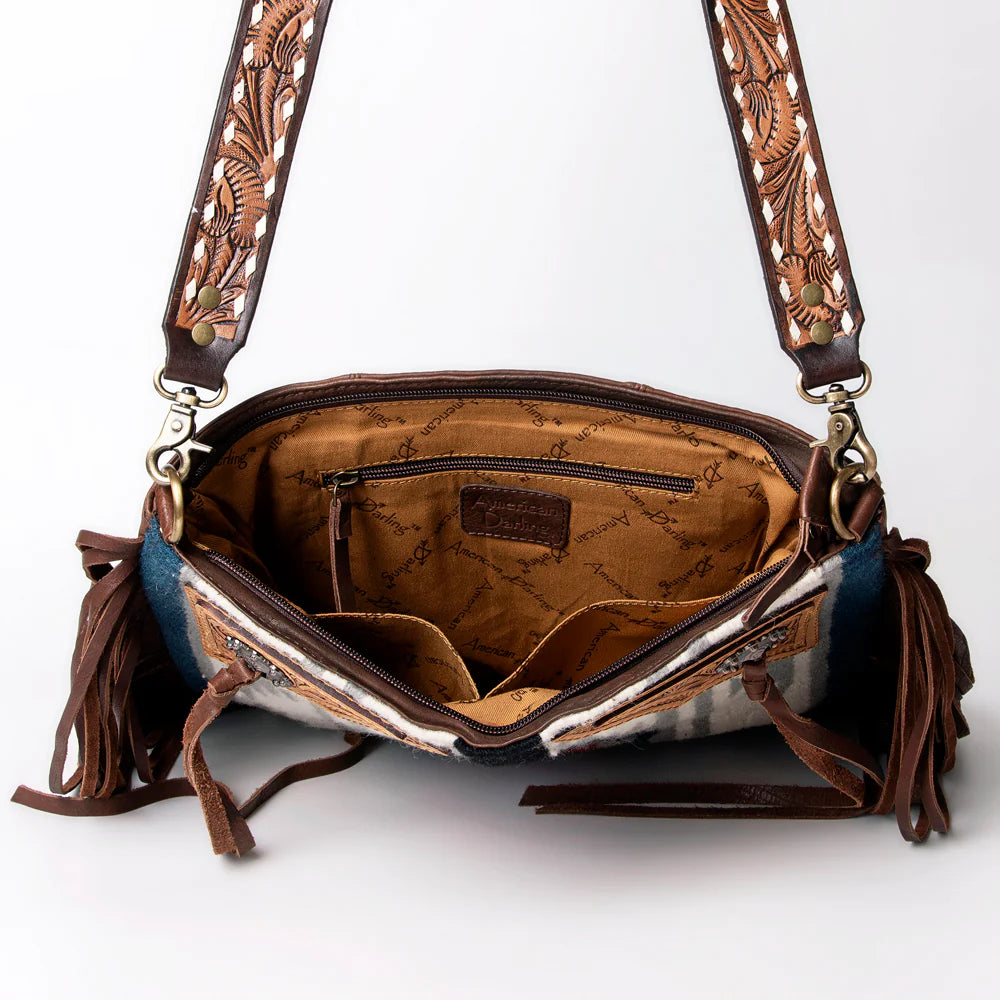 American Darling Conceal Carry Gray/Red Aztec Fringe Crossbody Bag - Stylish & Functional Purse for Women, Perfect for Everyday Use, Travel, and Concealed Carry