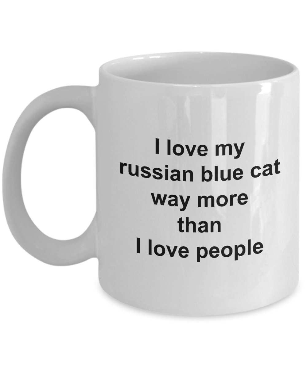 Russian Blue Cat Coffee Mug - Funny Cat Lover Gift for Women & Men - 