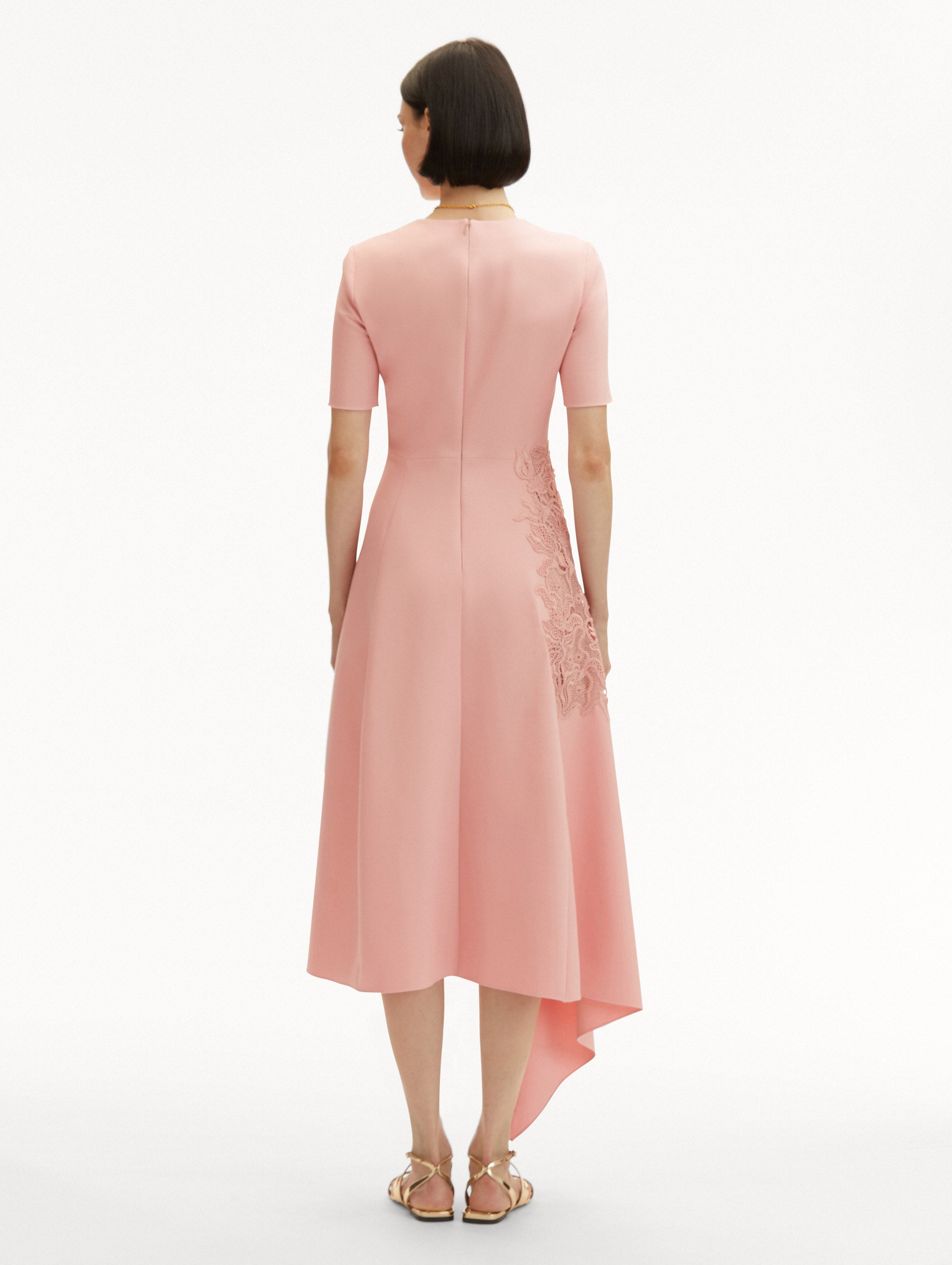 Elegant Bellflower Guipure & Wool Dress for Women - Floral Lace Embroidered Winter Dress for Parties, Weddings & Formal Events