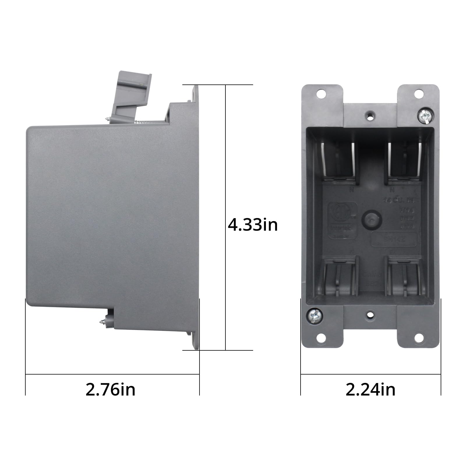 Old Work Electrical Outlet Box 1 Gang, 14cu Inch, ETL & Fire Rated - for Home Renovation & Wiring (3 Pack)