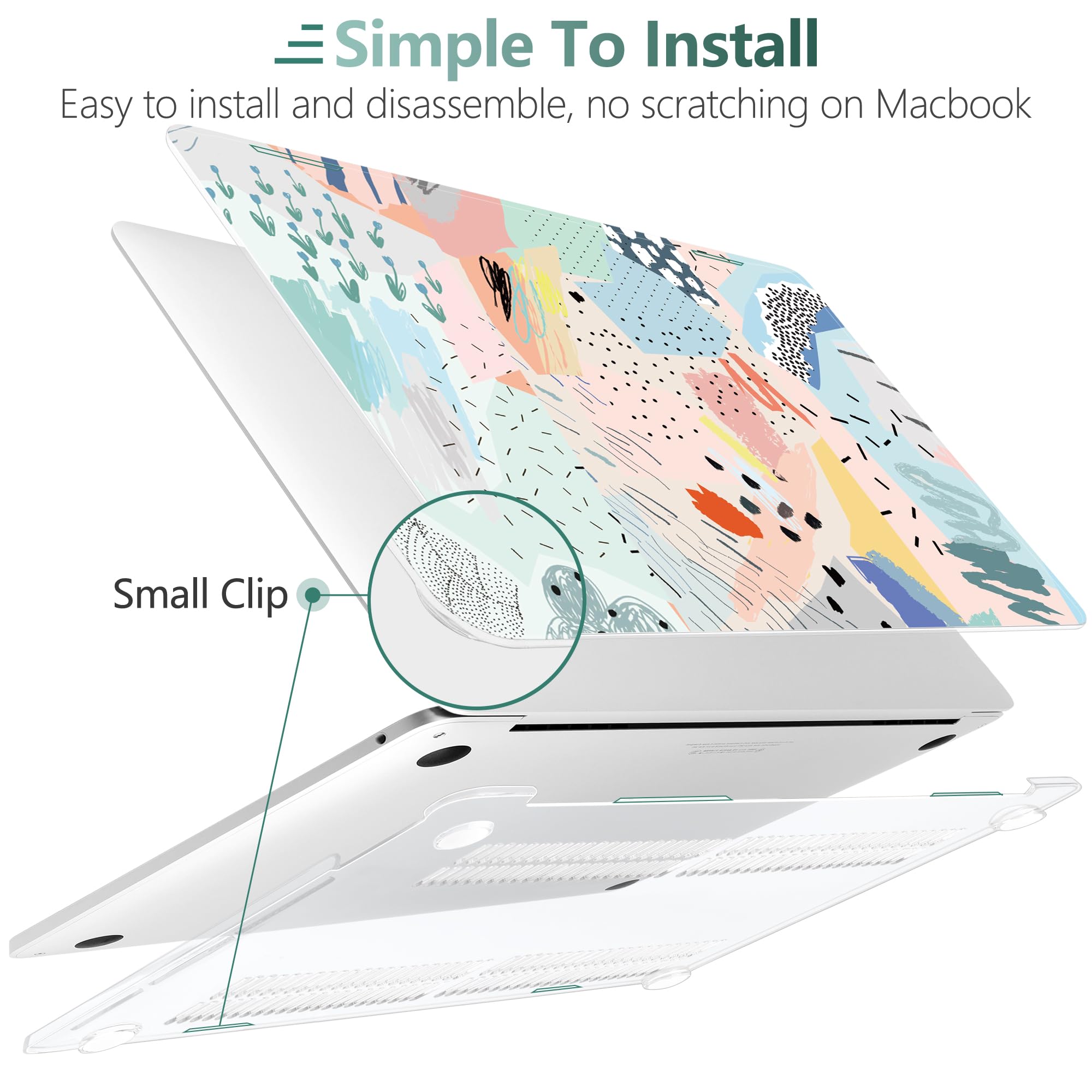 TwoL Hard Plastic Protective Case Cover for MacBook Pro 13 inch (2020-2022 Models A2338 M2/M1 A2289 A2251) with Keyboard Skin & Screen Protector - Floral Design | Perfect for Work, Travel & School Use