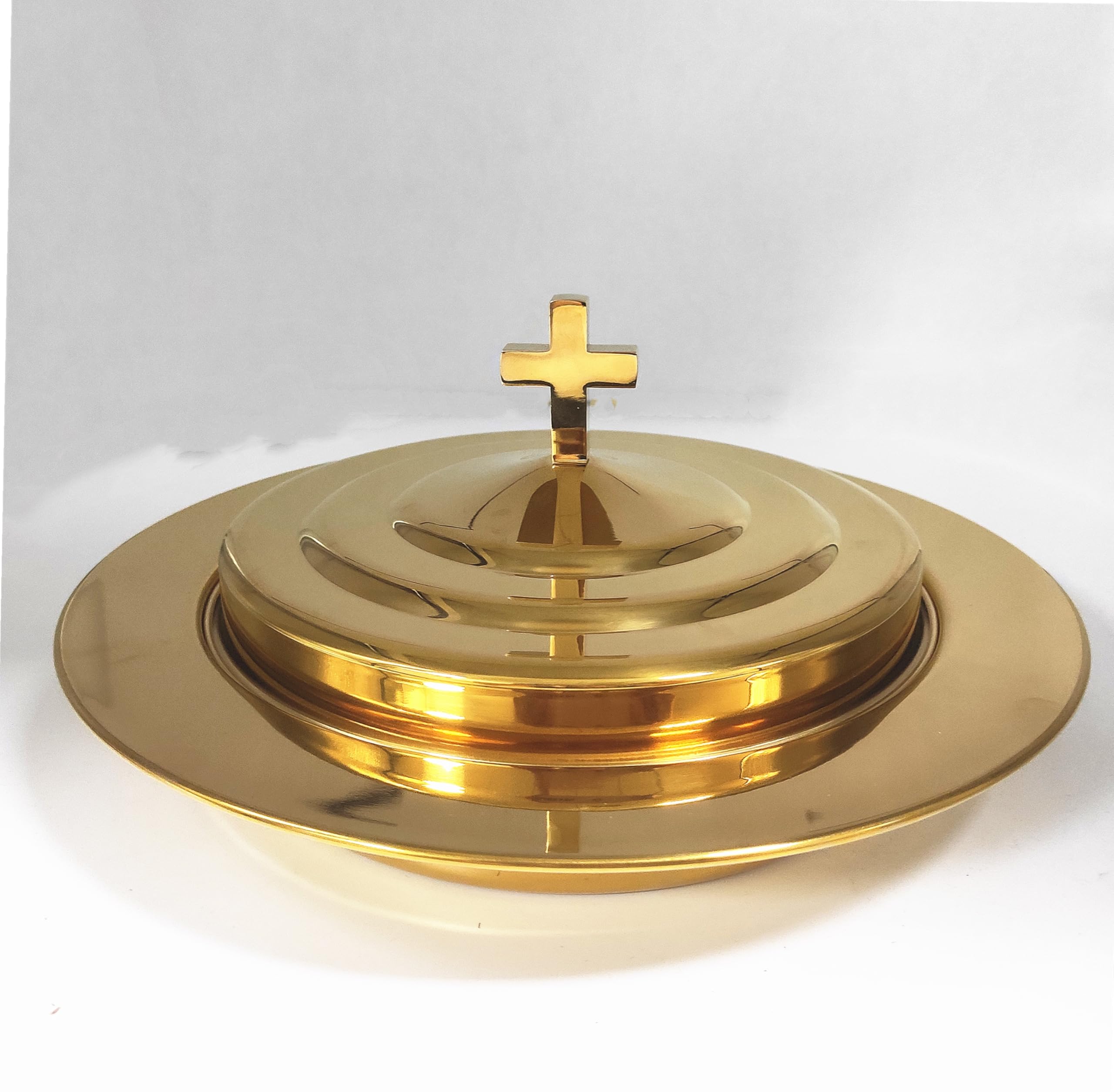 Stainless Steel Communion Bread Plates with Lid - Polished Gold Communion Tray with Cover - Church Supplies for Holy Communion - Perfect for Church Services, Weddings & Religious Ceremonies