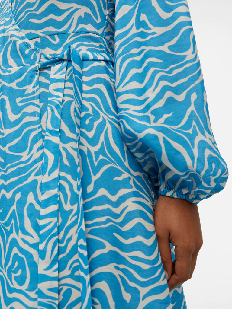NORA Long Sleeve Midi Wrap Dress in Blue - Elegant & Comfortable for Work, Date Night & Special Occasions