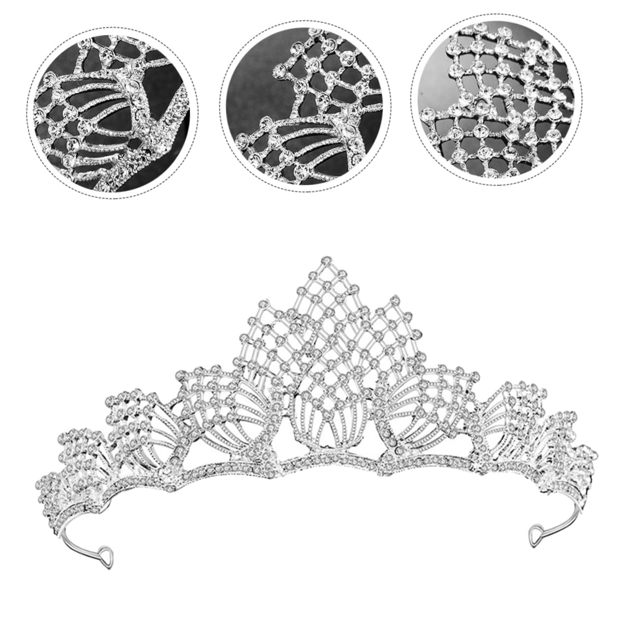 POPETPOP Rhinestone Bridal Tiara Headband - Crystal Wedding Crown Hair Accessory for Bride, Bridesmaid, Prom, Pageant, and Special Occasions - Elegant Alloy White Vine Design