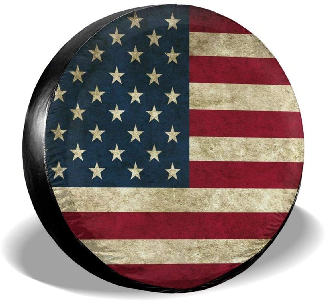 KEEPTOP 15 Inch American Flag Tire Cover - Durable Polyester Dust-Proof Wheel Protector for Jeep, Trailer, RV, SUV, Truck & Camper - Perfect for Road Trips & Outdoor Adventures
