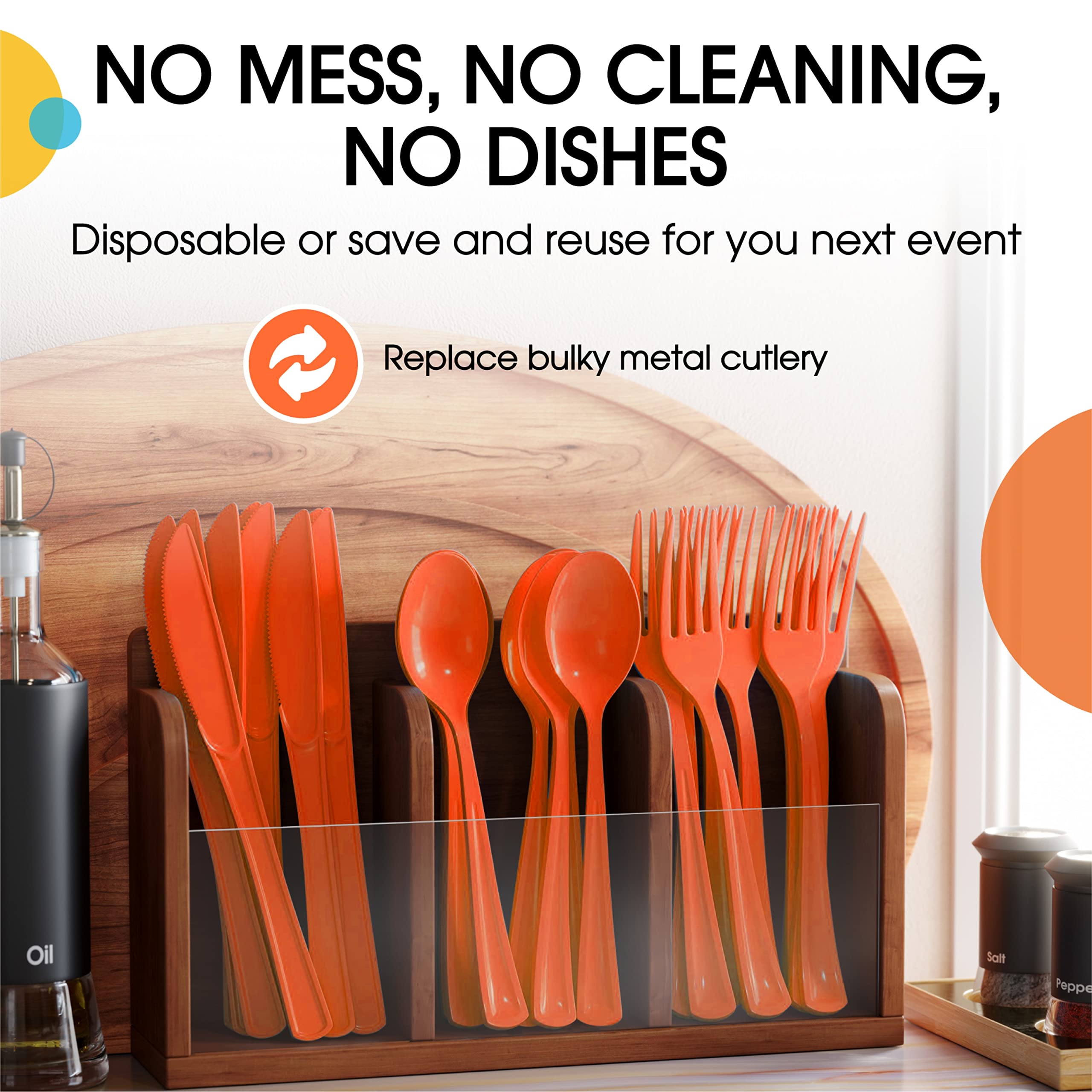 100-Pack Heavy Duty Orange Plastic Forks - Disposable Cutlery Set for Parties, Picnics, BBQs & Outdoor Events - Durable Flatware for Catering, Events & Home Use