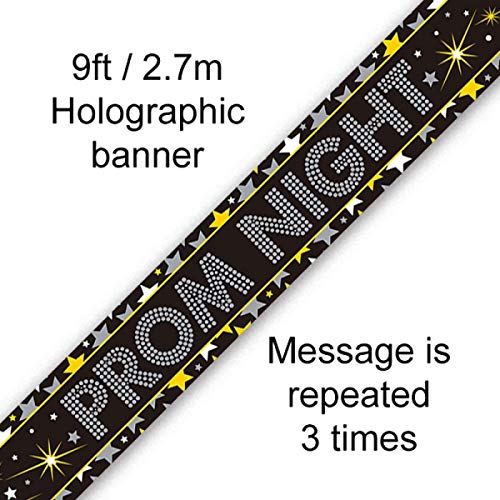 9ft Prom Night Holographic Star Banner in Gold - Perfect for Party Decorations, School Dances & Special Events