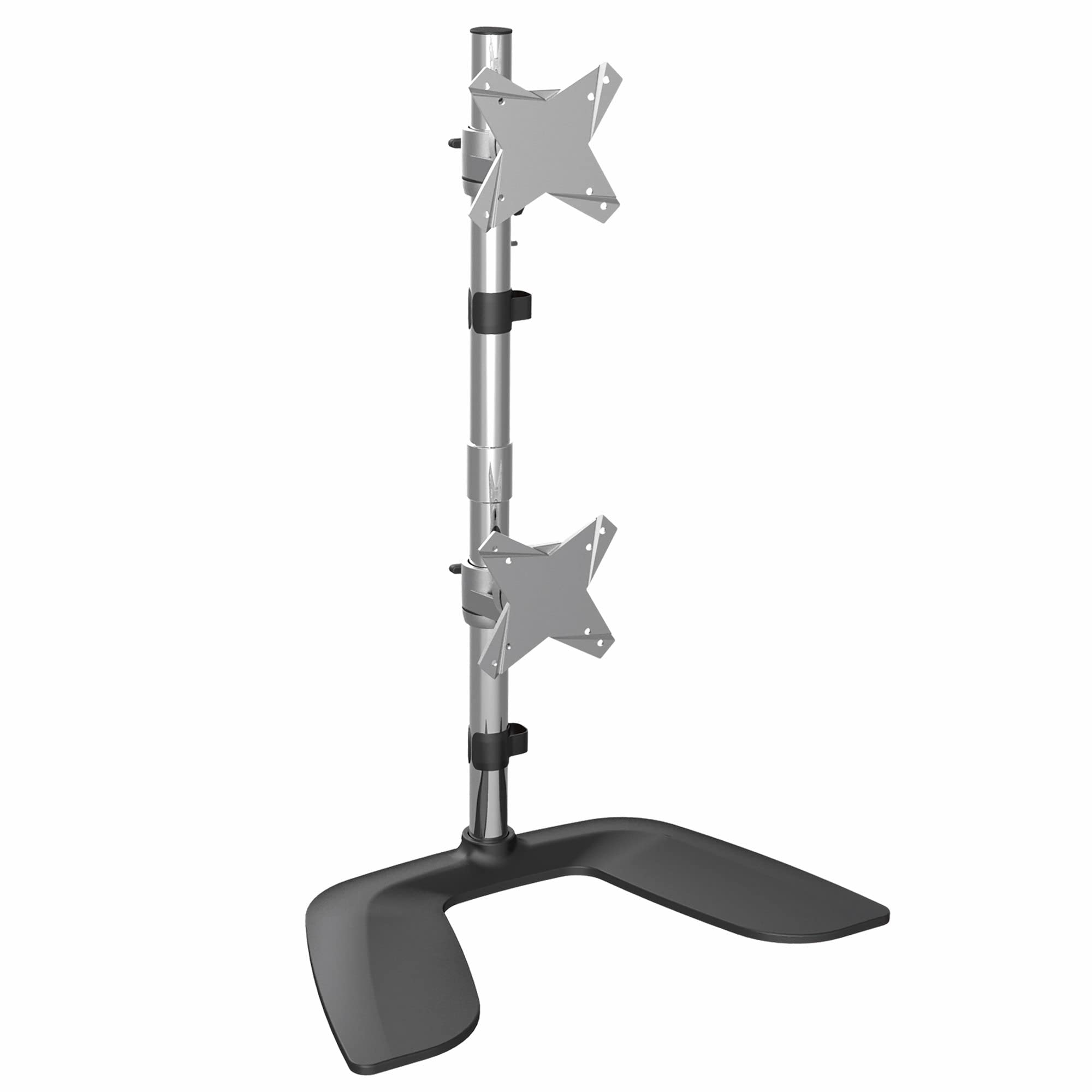 **StarTech.com Vertical Dual Monitor Stand - Ergonomic Stacked 27-inch VESA Mount Stand for Dual Monitors - Adjustable Height, Free-Standing Silver Design (ARMDUOVS) - Perfect for Home Office, Gaming & Workspace Setup**