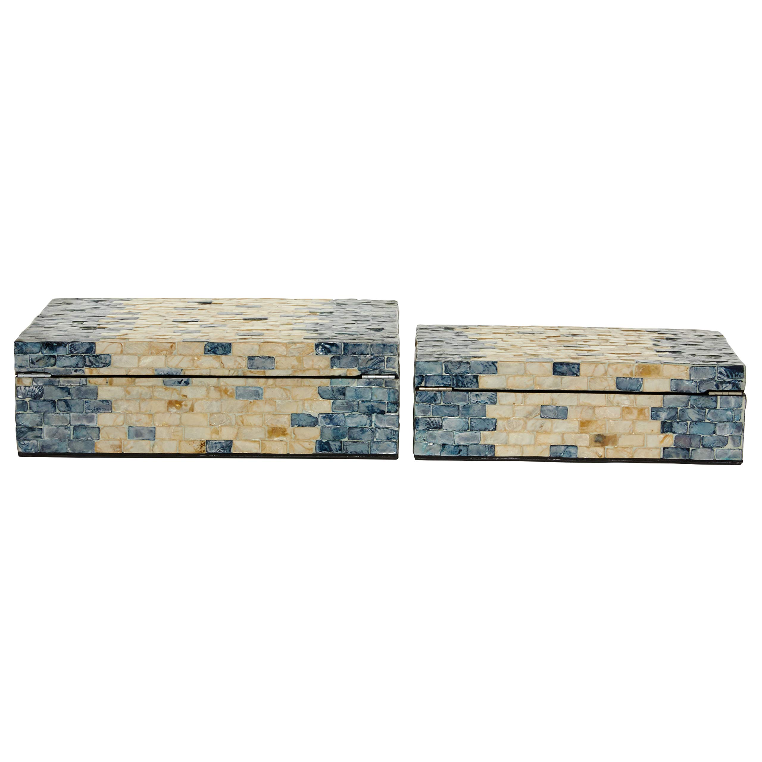 Deco 79 Mother of Pearl Shell Handmade Storage Box Set of 2 - Home Decor & Jewelry Organizer