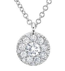 0.10CT Round Center & 0.13CT Side Diamond Cluster Necklace - Elegant Diamond Pendant for Women, Perfect for Weddings, Anniversaries & Special Occasions