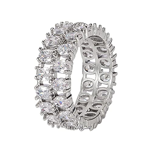 Elegant Diamond Stackable Rings for Women - 14K Gold Plated Two Row Wedding Band Set, Vintage Rustic Jewelry Gift for Anniversary, Engagement, Party & Everyday Wear