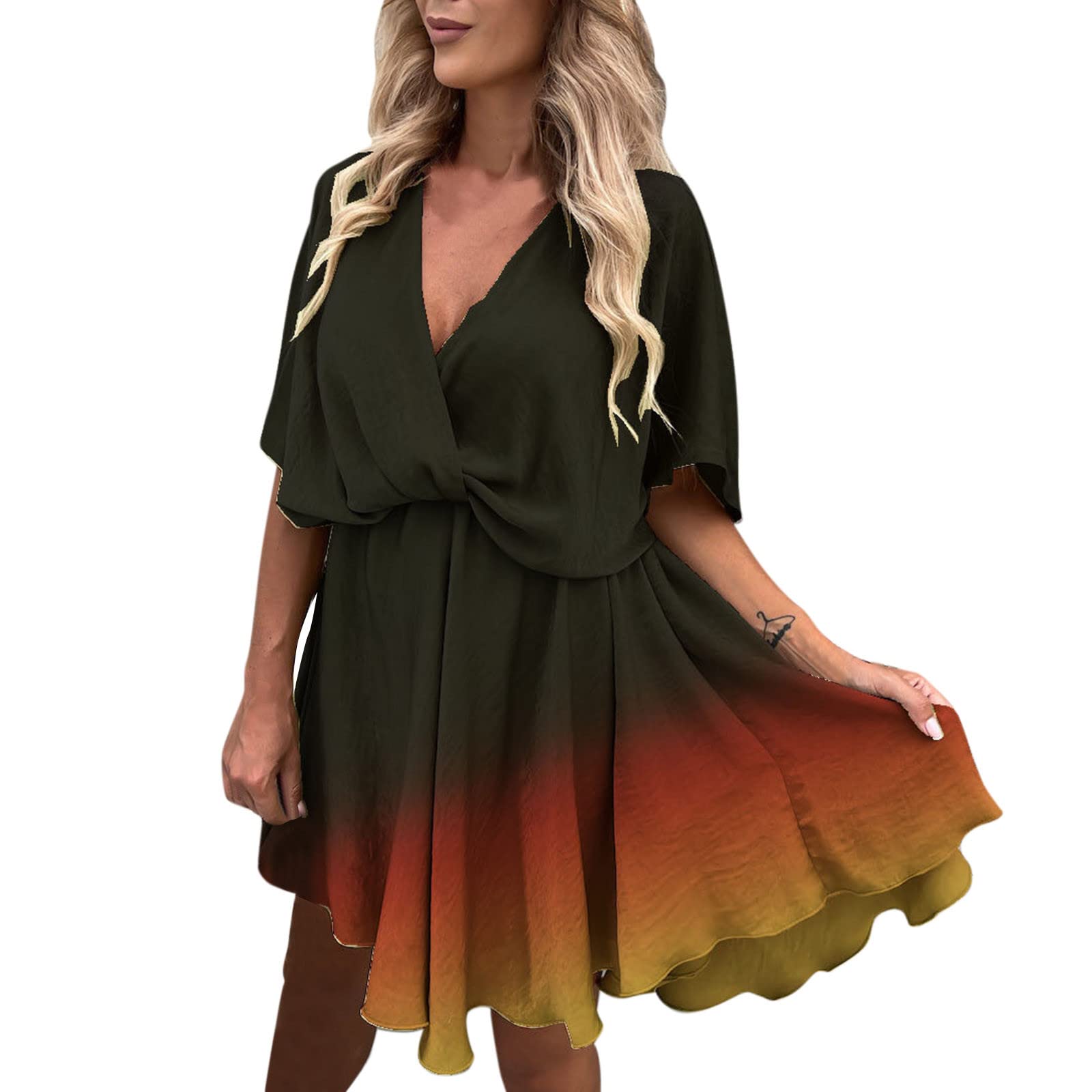 Stylish Women's Wrap Dresses - Floral Print Batwing Sleeve Mini Dress for Summer | Casual & Comfortable Outfit for Beach, Party, and Daily Wear